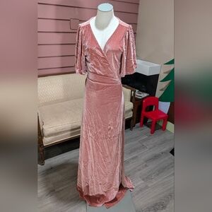 Pink Velvet Wrap Dress
